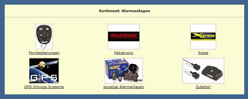 Alarmananlagen und Zubeh�r f�r PKW Motorad  LKW und Wohnmobile
